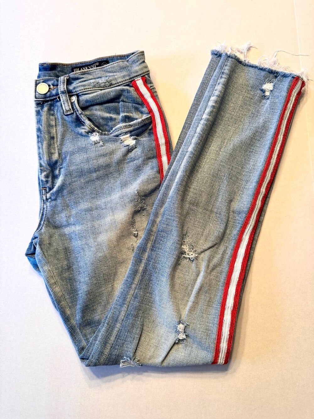BLANKNYC The Rivington High Waist Distressed Denim Jeans Size 24 (Bx 14)